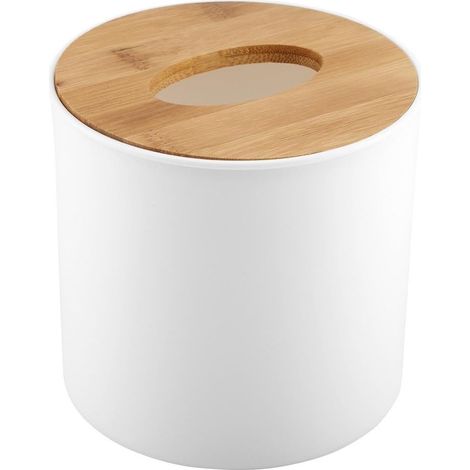 Boîte de rangement amovible pour mouchoirs en bois en plastique (rond) (1/4)