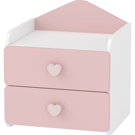 AIYAPLAY Comodino per Bambini 3-8 Anni con 2 Cassetti, Angoli Arrotondati, Rosa (1/5)