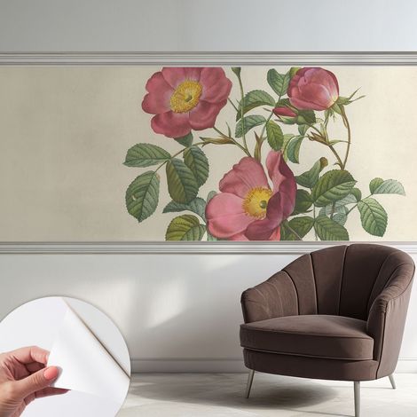 Papier peint autocollant Mural avec colle pour salon et chambre Décoration murale rapide Motif de roses 250x104 cm (1/5)
