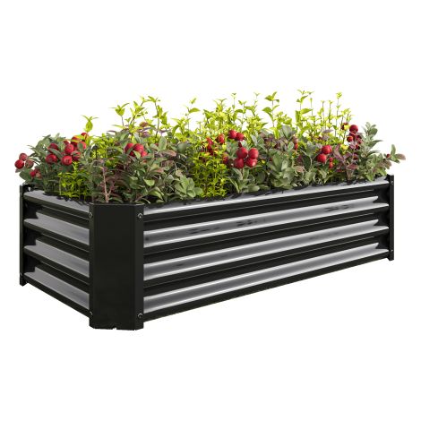 Carré potager surélevé en métal lit de culture de jardin en tôle d acier robuste stable antirouille durable sans fond idéal pour légumes herbes fleurs anthracite