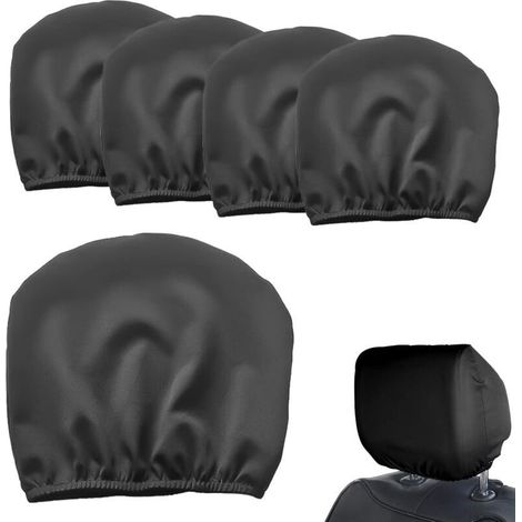 Housses d'appui-tête de voiture lavables, 5 pièces, housses de siège de voiture élastiques, adaptées à toutes les voitures (noir) (1/5)