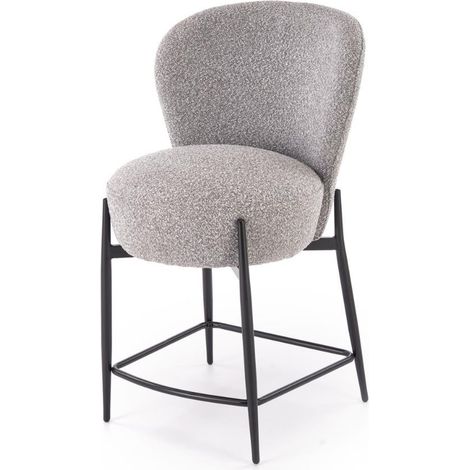 Chaise de bar design en tissu gris avec pieds noirs en métal ROCKIN (1/5)