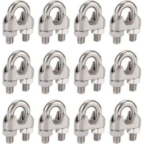 12er-Pack M5-Kabelbinder aus 304-Edelstahl mit Duplex-Clips für Wäscheleine, Baldachin und Befestigung (1/5)