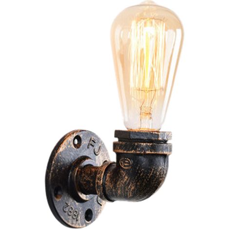 Wandleuchte Innen Vintage Wandlampe E27 Metall Eisen für Bars Esszimmer Flur Treppen - 1 Flammig (Schwarz)