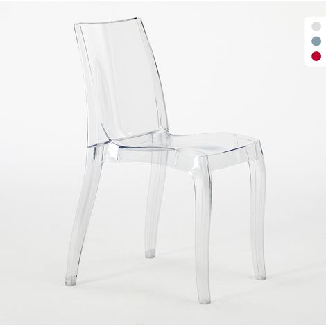 Grand Soleil – Chaise salle à manger bar transparente empilable en polycarbonate – Design ergonomique – Hauteur d'assise 45,5 cm – Pour intérieur et extérieur