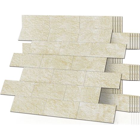 Lot de 10 carrelages muraux, carrelage PVC, fond de cuisine, carrelage autocollant, bois, cuisine, salle de bain (34 x 29 cm) (1/5)