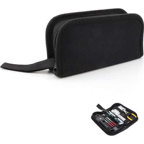 Trousse à Outils Professionnelle - Sacoche Organisatrice avec 13 Anneaux Réglables et Fermeture Éclair - Portable pour Plombiers, Électriciens, Artisans - Outillage de Toile Résistant (Noir)
