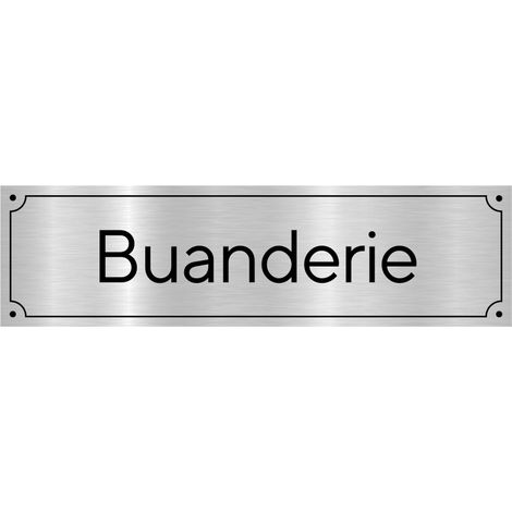 Plaque de porte gravée pour Buanderie en pvc aspect argent brossé ou or brossé .- Plaque aluminium brossé - (1/5)