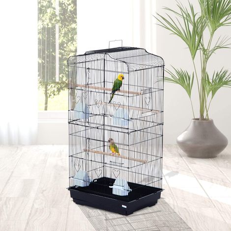 Cage à oiseau portable - Hauteur 92cm - Grande Volière en métal - Noir (1/5)