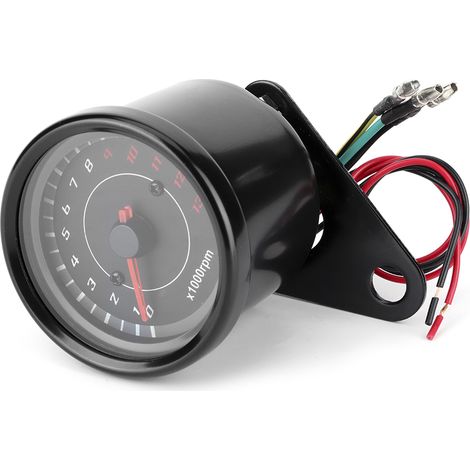 Compteur de vitesse moto vintage 12V universel avec rétroéclairage LED noir accessoire auto (1/3)
