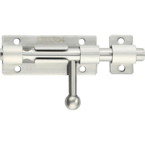 Lot de 2 verrous coulissants de 4 pouces, loquet de porte en acier inoxydable, verrou coulissant, cylindre argenté (1/5)