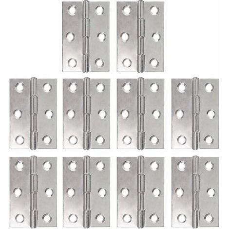 Paquete de 10 bisagras de acero inoxidable, bisagra de piano, bisagras plegables, tira de bisagra para puerta de muebles, bisagra de 48 mm con 6 orificios de fijación, conectores para jardineras, fabr (1/5)