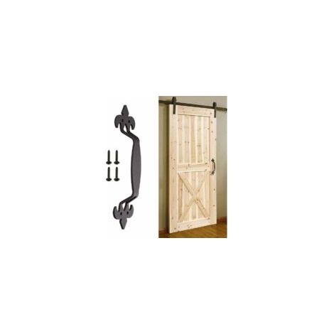 Maniglia per porta scorrevole da fienile, maniglia per porta in ferro nero, maniglia per porta scorrevole in ghisa con viti - Crezuo