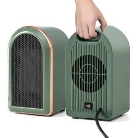 Appareil de chauffage d'espace électrique portable, petit radiateur soufflé économie d'énergie PTC céramique, silencieux chauffage puissance réglage de 2 vitesses, chauffage Mini plug dump protection (1/4)