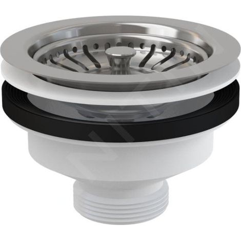 Alcaplast – Vanne de vidange pour évier 6/4" – Grille en acier inoxydable DN115 – Filetage de raccordement siphon – Corps en polypropylène (1/2)