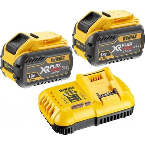 2 x Dewalt DCB547 18v / 54v XR Flexvolt 9.0ah Battery + DCB118 Fast Charger