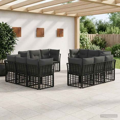 vidaXL Conjunto de sofás de exterior Negro Poliéster (1/5)