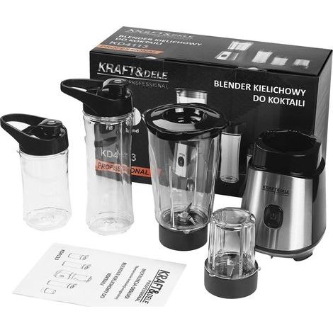 Blender 1500 W avec fonction broyeur – Acier inoxydable et ABS – Socle interchangeable avec lames – 2 bouteilles 570 ml et 400 ml