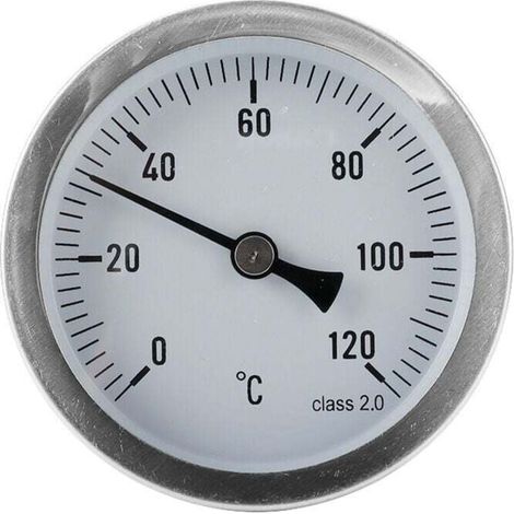 Thermomètre à aiguilles bimétal Pour systèmes de chauffage et chaudières 120 degrés Type 1/2 '' Raccord arrière Tôle d'acier chromée