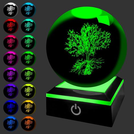 3D Boule de Cristal Arbre de Vie Lampe avec Lumière Changeante Base Lampe de Nuit Lampe d'ambiance Cadeau pour Adultes, Enfants, Amis, Couples (1/5)