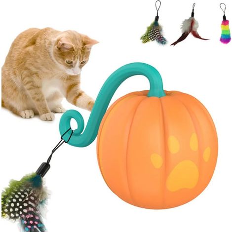 Balle interactive intelligente à ressort pour chat, 5,9 cm, orange, idéale pour le jeu et l'éducation en intérieur. Fonctionne avec un câble USB.