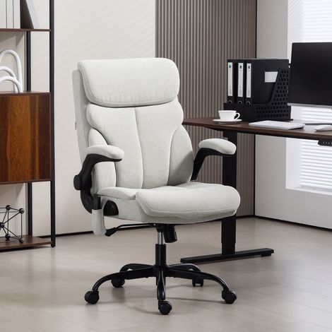 Silla de Oficina con Masaje Altura Ajustable y Reposabrazos Abatibles Tapizado Transpirable 66x67x113-121 cm Gris (1/5)