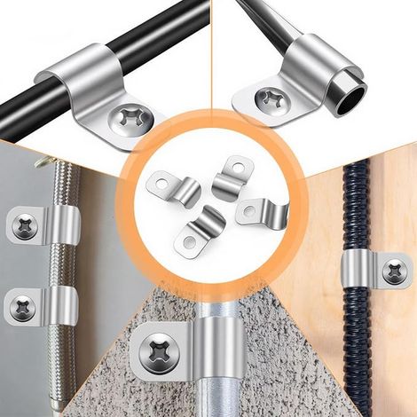 Screw in Cable Ties with Stainless Steel Screws Cable Holder 7-8mm Diameter Single Hole U Clamps Pipe Clamp Clamp (1/4)