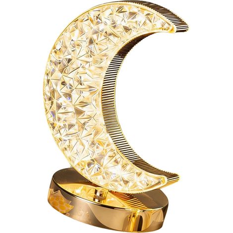 Lampe de Table Moderne en Acrylique Lune/Ronde/Carree/Etoile avec 3 Temperatures de Couleur et Chargeur USB Lampe de Projecteur pour Diner (1/5)