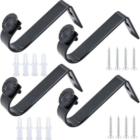 Supports muraux et plafonniers pour tringle à rideau lot de 4 en fer noir pour tube Ø22 mm avec matériel de fixation inclus (1/5)