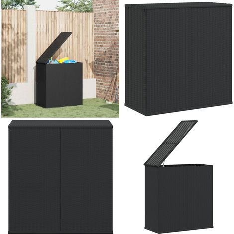 Baúl de cojines para jardín de ratán PE negro 100x49x103,5 cm - Almacenamiento exterior - Caja de almacenamiento