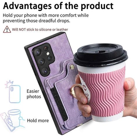 Étui en cuir violet pour téléphone portable Galaxy S24 Ultra (1/5)