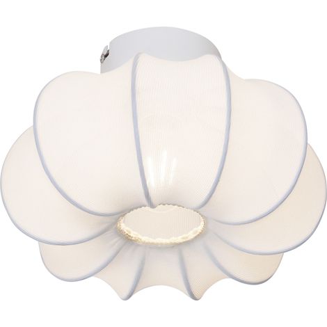 QAZQA Lampada da soffitto plu ayesha - Japandi - Tessuto,Metallo - Bianco - Tondo Max. 1 x Watt