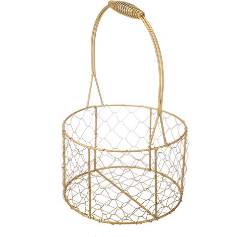 Panier fleurs en fer doré, panier à main pour cadeau, bouquet floral emballé dans un panier