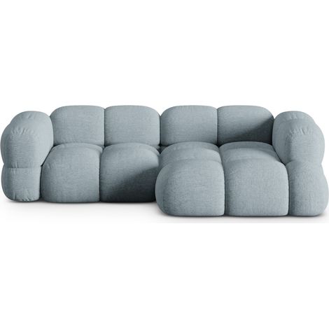 Canapé d'angle droit 3 places en tissu structurel bleu pastel (1/5)