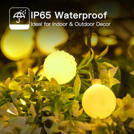 Solarbetriebene Lichterkette für den Außenbereich, 7 m, 50 LEDs, wasserdicht (IP65), 8 Modi, für Partys, Gärten, Terrassen, Balkone, Bäume, Hochzeiten (Warmweiß) (1/3)
