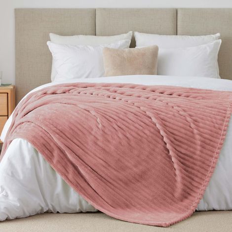 Plaid polaire lapin rose en polyester, doux et chaud, lavable en machine – 70 x 100 cm (1/5)