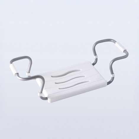 Verstellbarer Badewannensitz (mindestens 55 cm, maximal 70 cm), weiß, Maße 55-70 x 26 x 18,7 cm