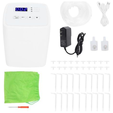 Automatische Gartenbewässerungsuhr mit intelligenter Bewässerungssteuerung 100-240V Doppelpumpe für 20 US-Töpfe (1/5)