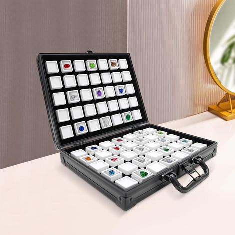 70 Gitter 3cm Diamant-Vitrine, Diamant Edelstein Display Box Schmuckschatulle Bis Zu 70 Schmuckstücke Schmuck Organize Aufbewahrungsbox Für Den Persönlichen Gebrauch, Bei Schmuckmessen (1/5)