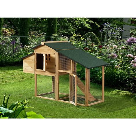 Pollaio con recinto 4 galline L. 173 x P. 64 x H. 108 cm in Legno Naturale - LEVAS