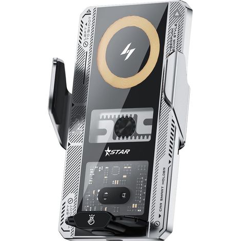 Support de charge sans fil pour automobiles Charge rapide par induction électromagnétique Support de serrage automatique monté sur grille d'aération de voiture Fixation stable pour smartphone Concepti (1/5)