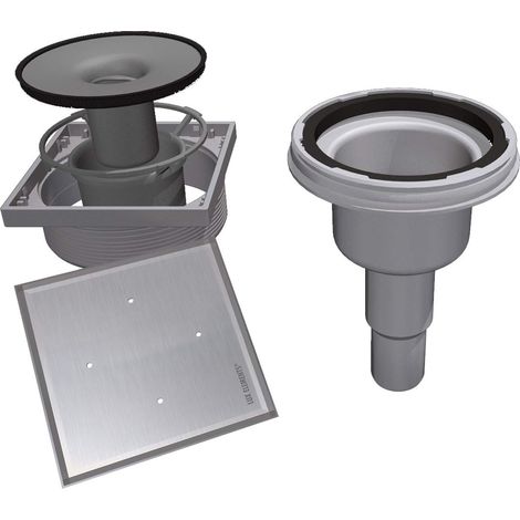 Siphon de sol vertical avec grille à carreler, carottage 100 mm, TUB-BAS-DV 100 LTUBE1169, gris (1/3)