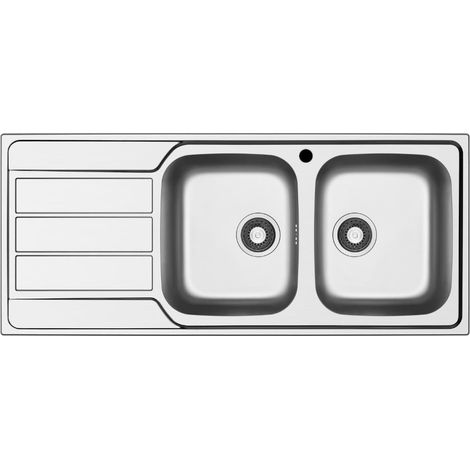 Lavello da incasso in acciaio inox 2 vasche e gocciolatoio sinistro 116x50 Tirreno116