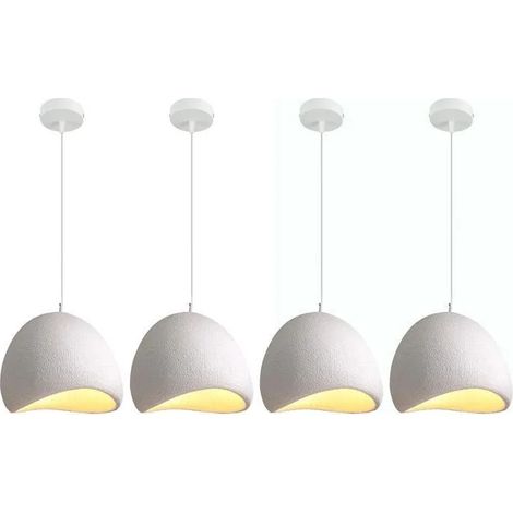 4pcs Moderne Suspension Luminaire Industriel Créatif Lustre Plafonnier en Ciment Design Edison pour Salon Chambre,Blanc (1/5)