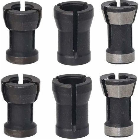 6 Stück HSS-Spannzangen-Fräskopf-Adapterkonverter für Bohrmaschinen, Graviermaschinen, Trimmer, elektrische Holzbearbeitungs-Fräsen-Spannzangenhalter (6/6,35/8 mm)
