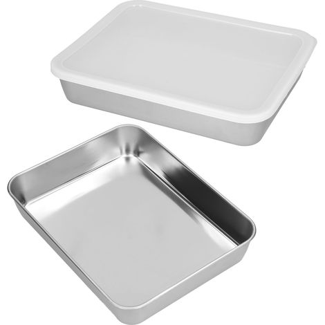 Plaque de cuisson en acier inoxydable, profonde et antiadhésive, avec couvercles. (1/5)