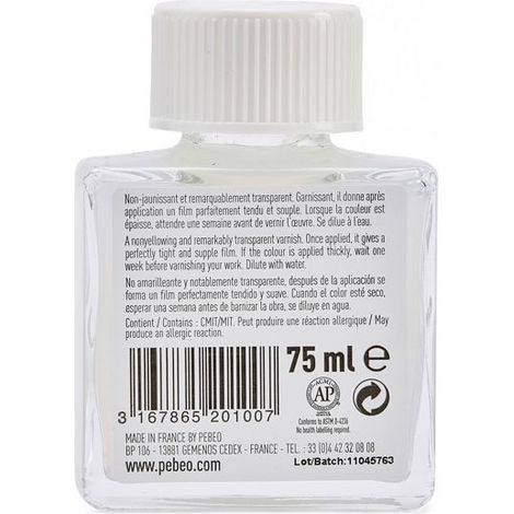 Peinture Vernis Acrylique Brillant - Pébéo - 75 ml - Blanc - Phase Aqueuse - Mixte