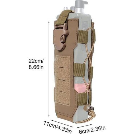 Sacoche pour gourde, ajustable, pour vélo, randonnée, camping, sac à dos, kaki (1/4)