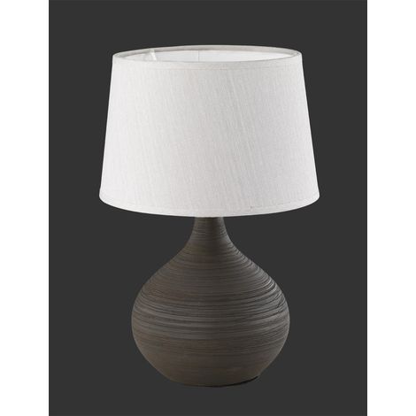 Lumetto Ceramica Marrone e Paralume Cappuccino Martin Trio Lighting