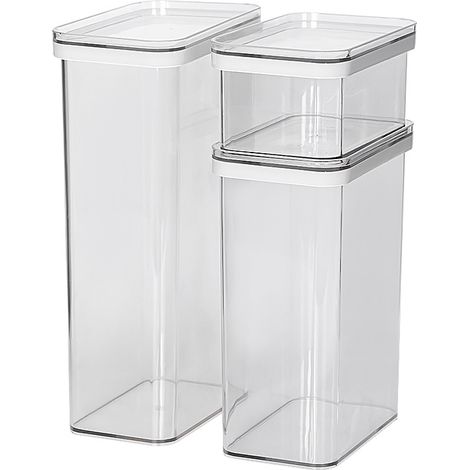 Lot de 3 bocaux transparents hermétiques, bocaux de stockage de qualité alimentaire pour céréales et autres produits de cuisine, grands bocaux de stockage résistants à l'humidité avec couvercle (750 m (1/4)